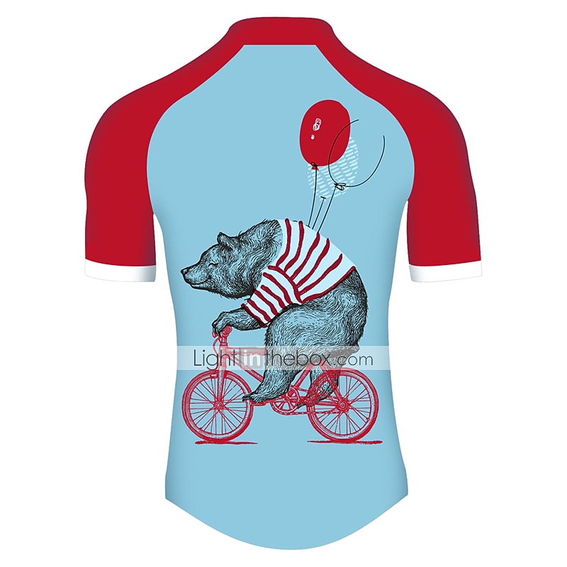Men's Cycling Jersey Animal Bear Patterned Short Sleeve Bike Jersey Top with 3 Rear Pockets Mountain Bike MTB Road Bike Cycling UV Resistant Cycling Quick Dry Back Pocket Sports Red Blue Clothing 2026 - $30.99 –P3