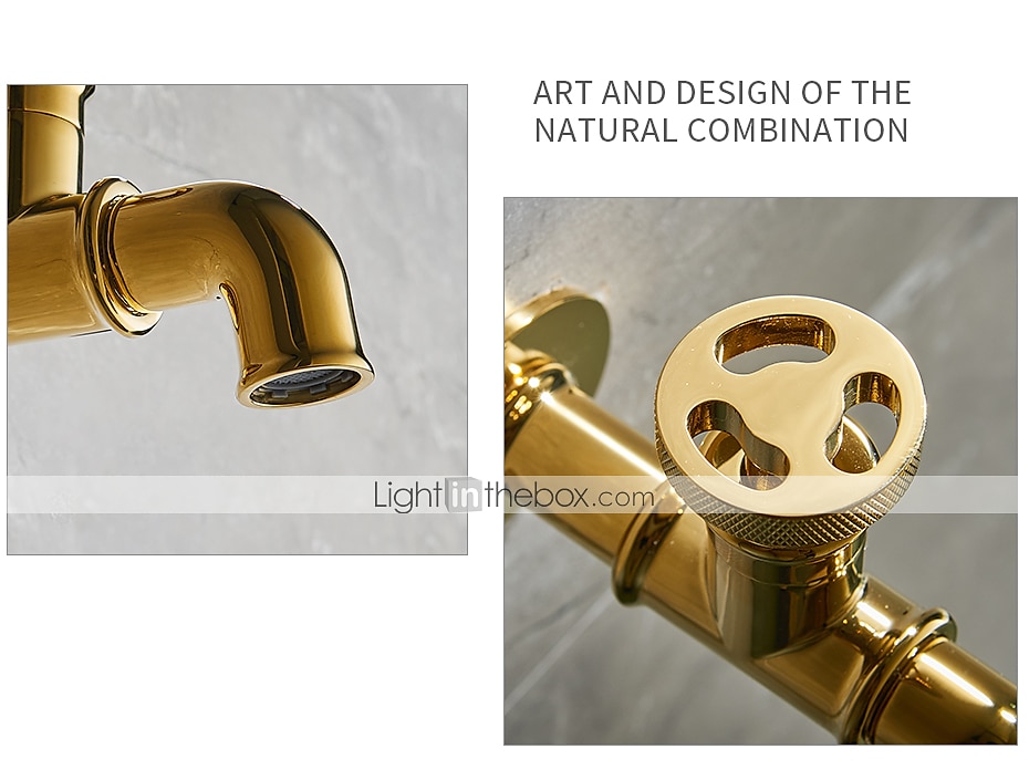 Outdoor Faucet,Industrial Style Wall Mounted Faucet,Black/Gold Wall Installed Classic Kitchen Faucet with Cold Water Only 2025 - $64.99 –P9