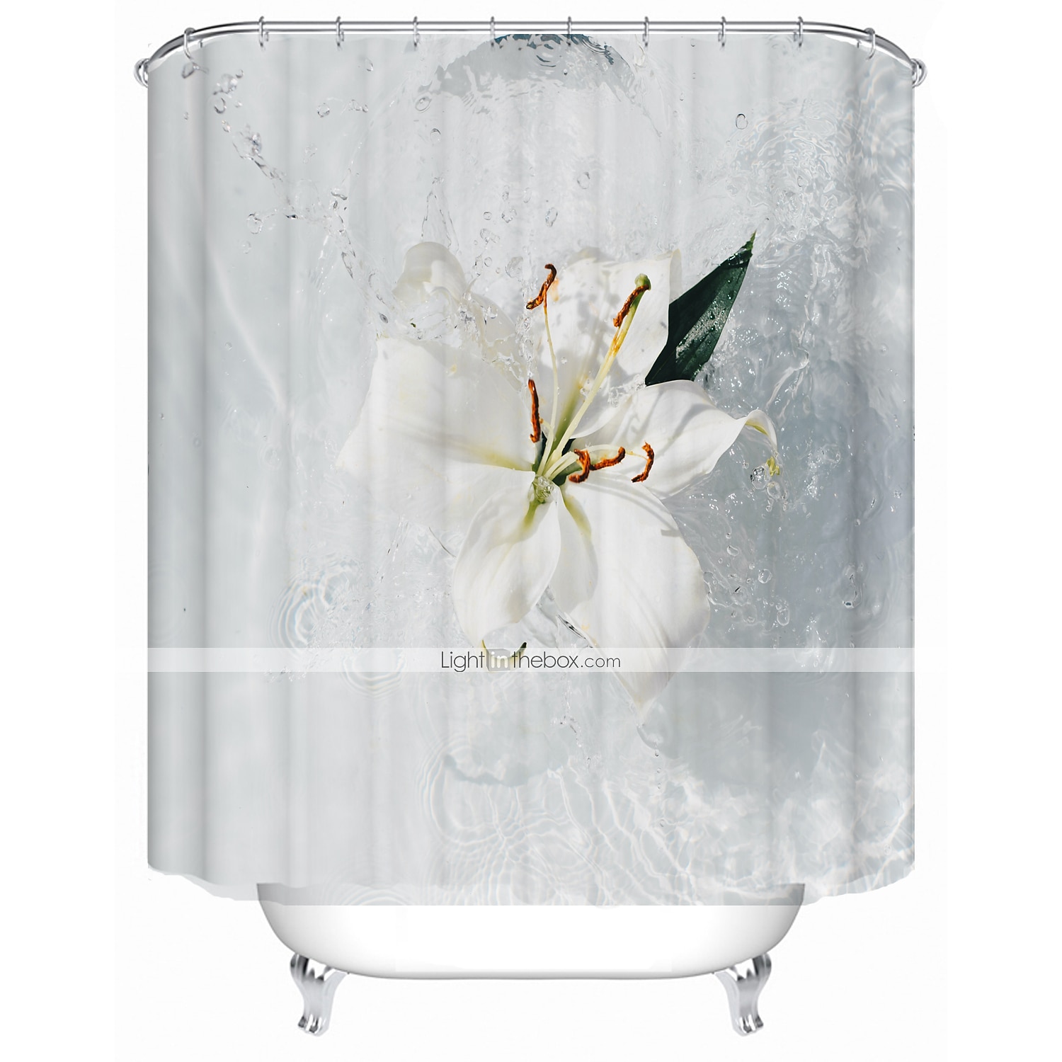 Toalha de Chuveiro de Tecido Impermeável 180cm*180cm (70"*70") com Ganchos Bonito Impresso Digital Splash d'água para Decoração de Banheiro Cortinas Liner para Banheira Coberta de 2025 por $27.99 –P4