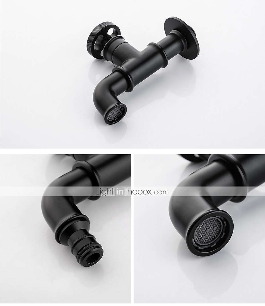 Outdoor Faucet,Industrial Style Wall Mounted Faucet,Black/Gold Wall Installed Classic Kitchen Faucet with Cold Water Only 2025 - $64.99 –P11
