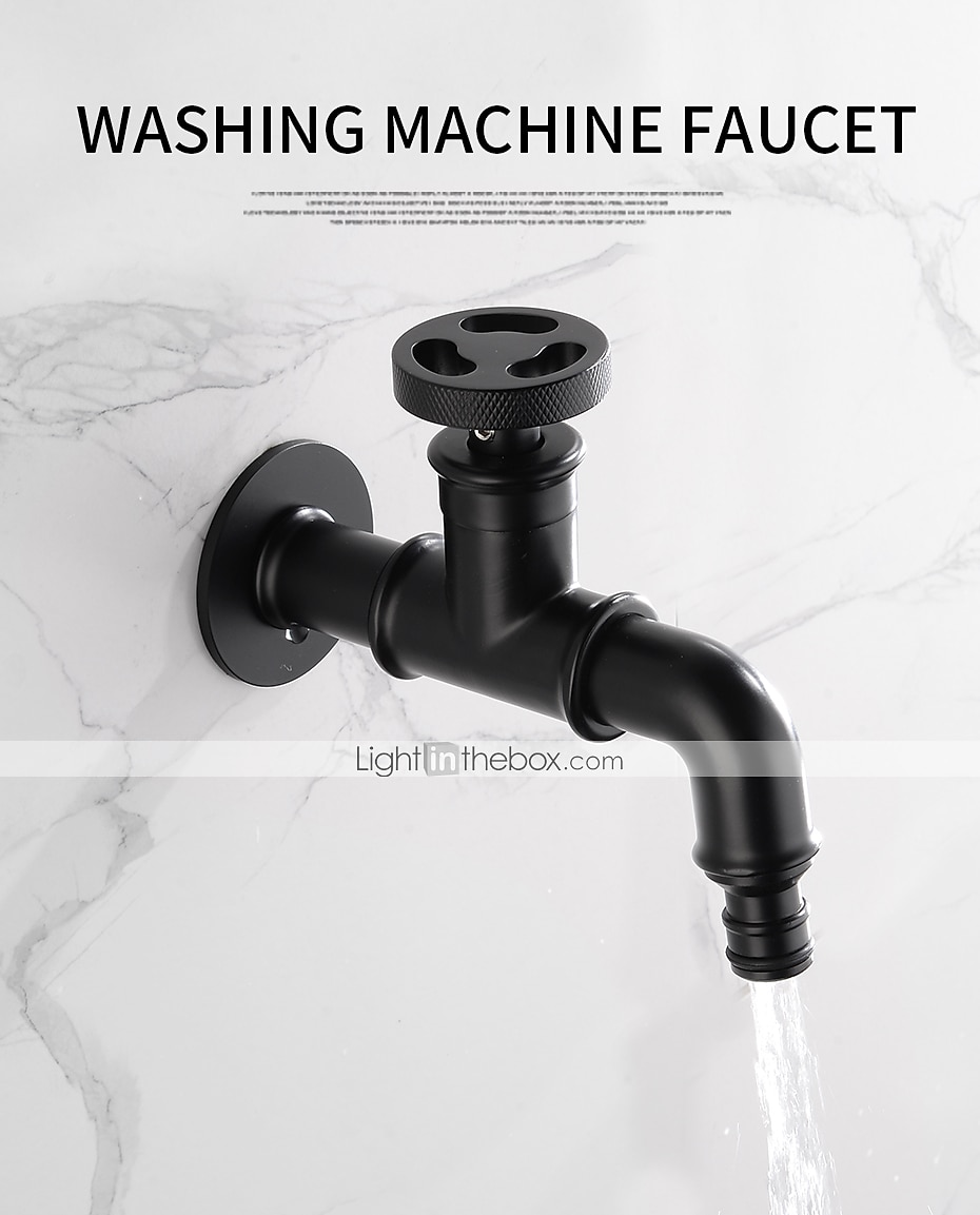 Outdoor Faucet,Industrial Style Wall Mounted Faucet,Black/Gold Wall Installed Classic Kitchen Faucet with Cold Water Only 2025 - $64.99 –P1