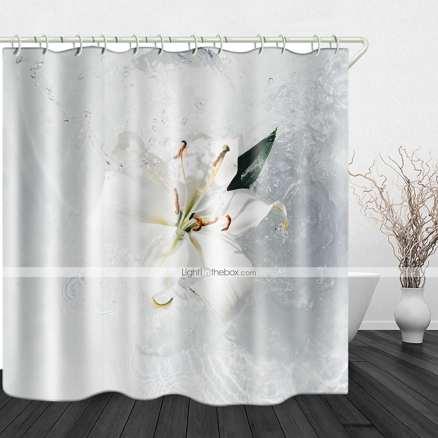 Toalha de Chuveiro de Tecido Impermeável 180cm*180cm (70"*70") com Ganchos Bonito Impresso Digital Splash d'água para Decoração de Banheiro Cortinas Liner para Banheira Coberta de 2025 por $27.99 –P2