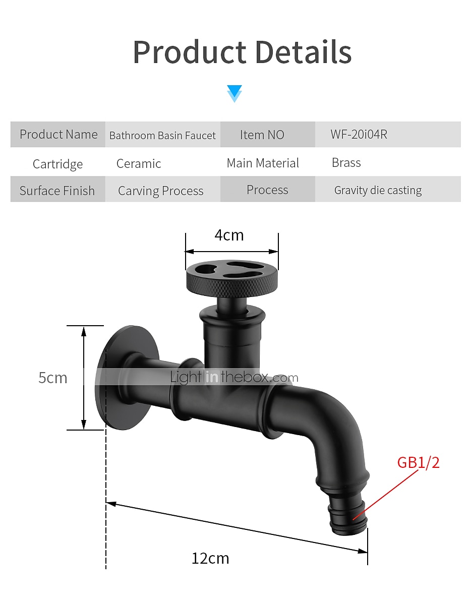 Outdoor Faucet,Industrial Style Wall Mounted Faucet,Black/Gold Wall Installed Classic Kitchen Faucet with Cold Water Only 2025 - $64.99 –P5