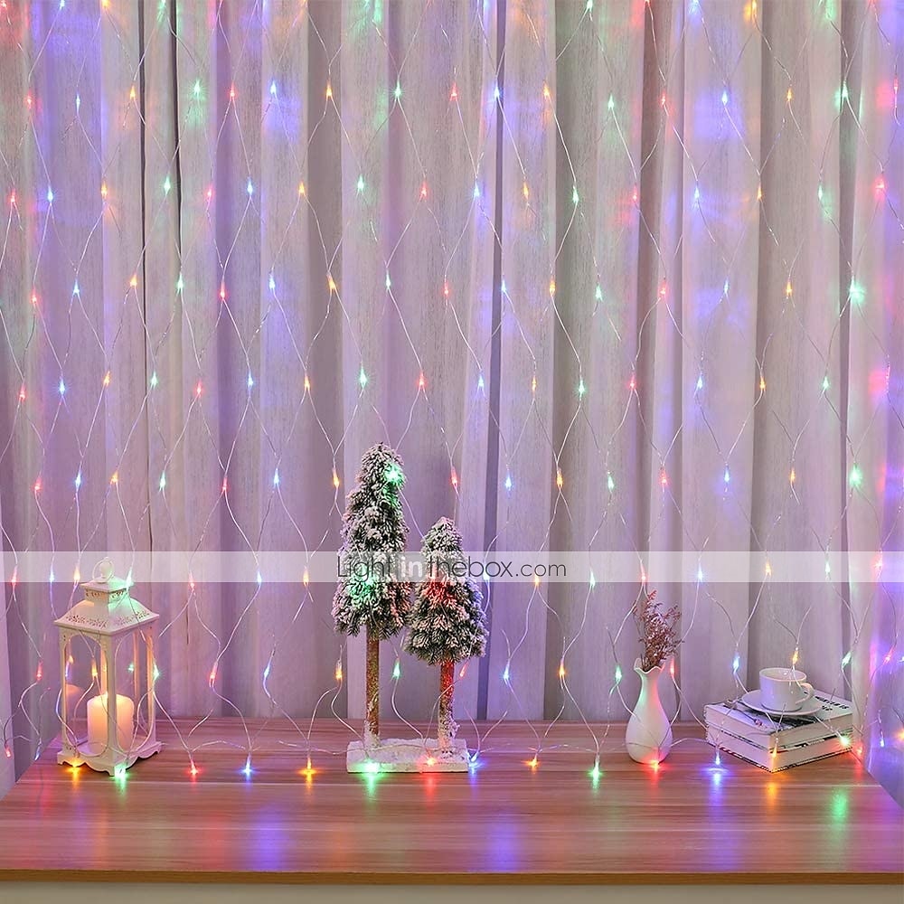 luci nette a led 3m x 2m 200 luci nette a led luci per tende luci rete da pesca bianco caldo bianco blu multicolore albero di natale festa di decorazione della casa viola blu bianco caldo multi del 2025 a $24.99 –P10