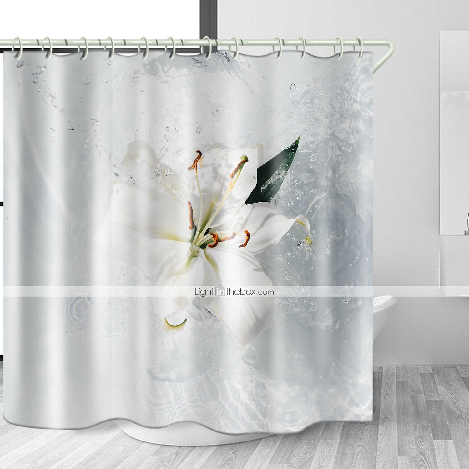 Toalha de Chuveiro de Tecido Impermeável 180cm*180cm (70"*70") com Ganchos Bonito Impresso Digital Splash d'água para Decoração de Banheiro Cortinas Liner para Banheira Coberta de 2025 por $27.99 –P1