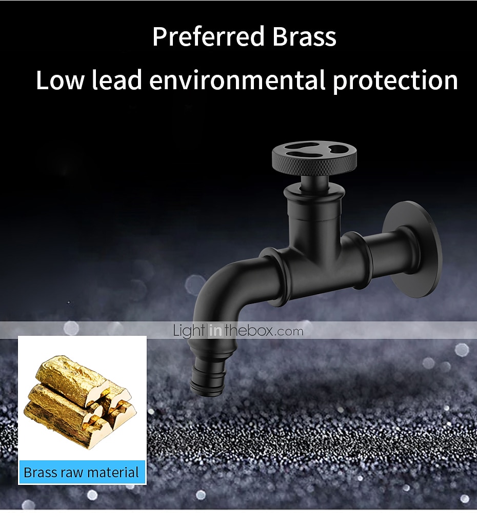 Outdoor Faucet,Industrial Style Wall Mounted Faucet,Black/Gold Wall Installed Classic Kitchen Faucet with Cold Water Only 2025 - $64.99 –P4