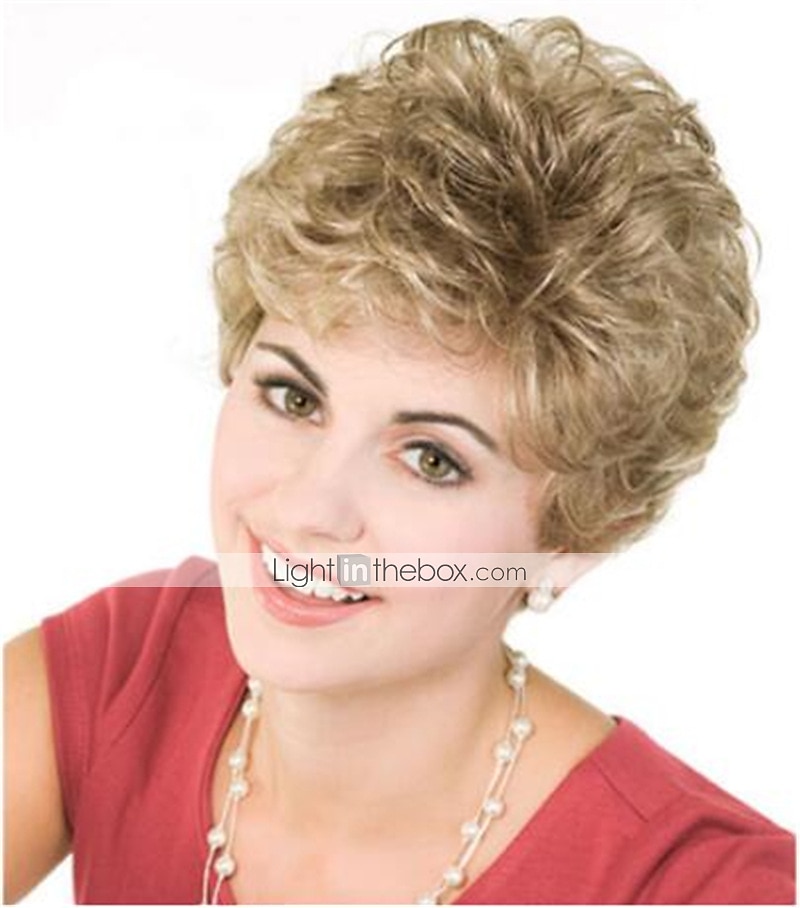 Synthetic Wig Curly Matte Short Bob Wig Short Light golden Synthetic Hair 6 inch Women's Best Quality curling Fluffy Blonde 2025 - $24.99 –P1