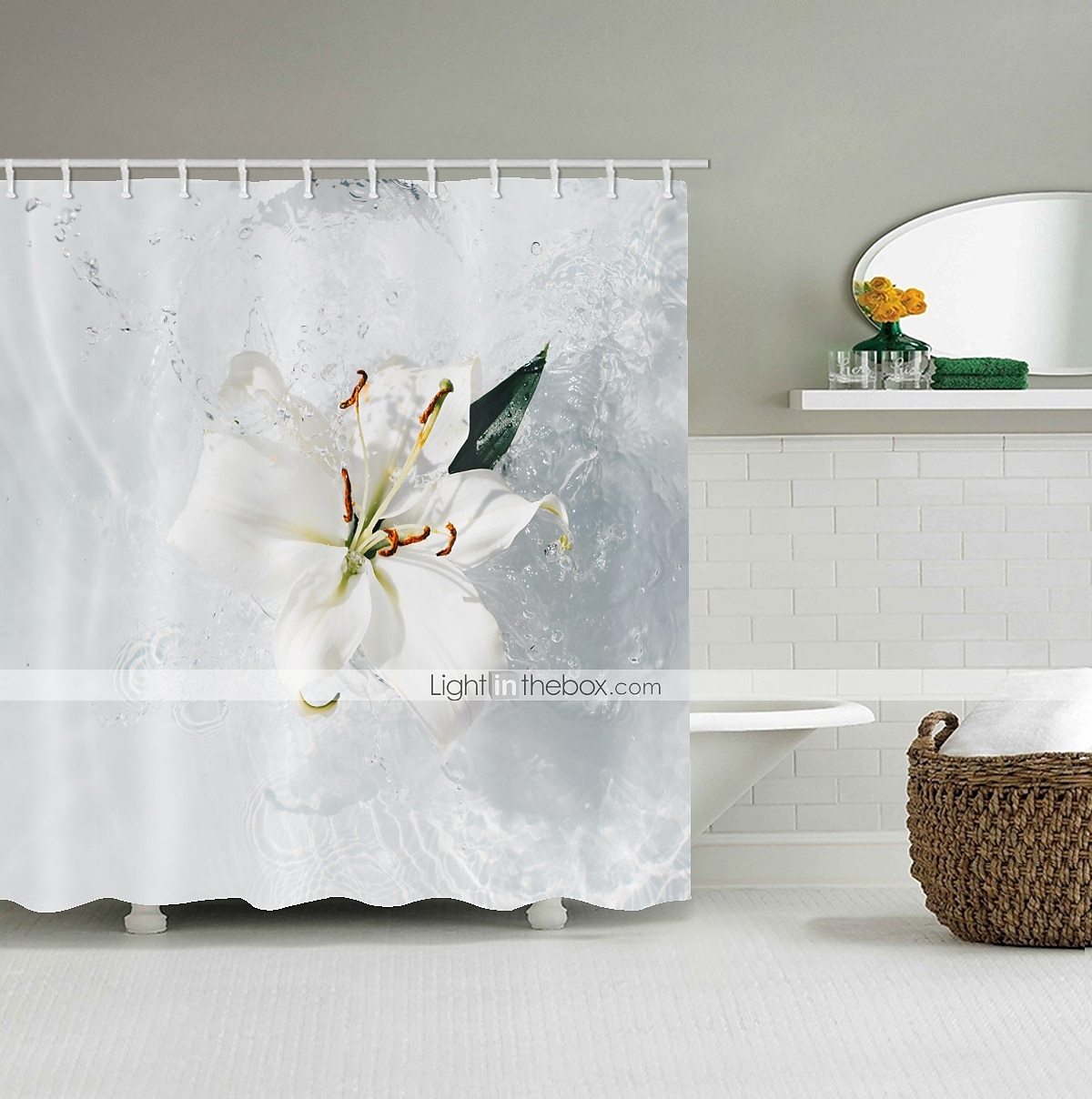 Toalha de Chuveiro de Tecido Impermeável 180cm*180cm (70"*70") com Ganchos Bonito Impresso Digital Splash d'água para Decoração de Banheiro Cortinas Liner para Banheira Coberta de 2025 por $27.99 –P3