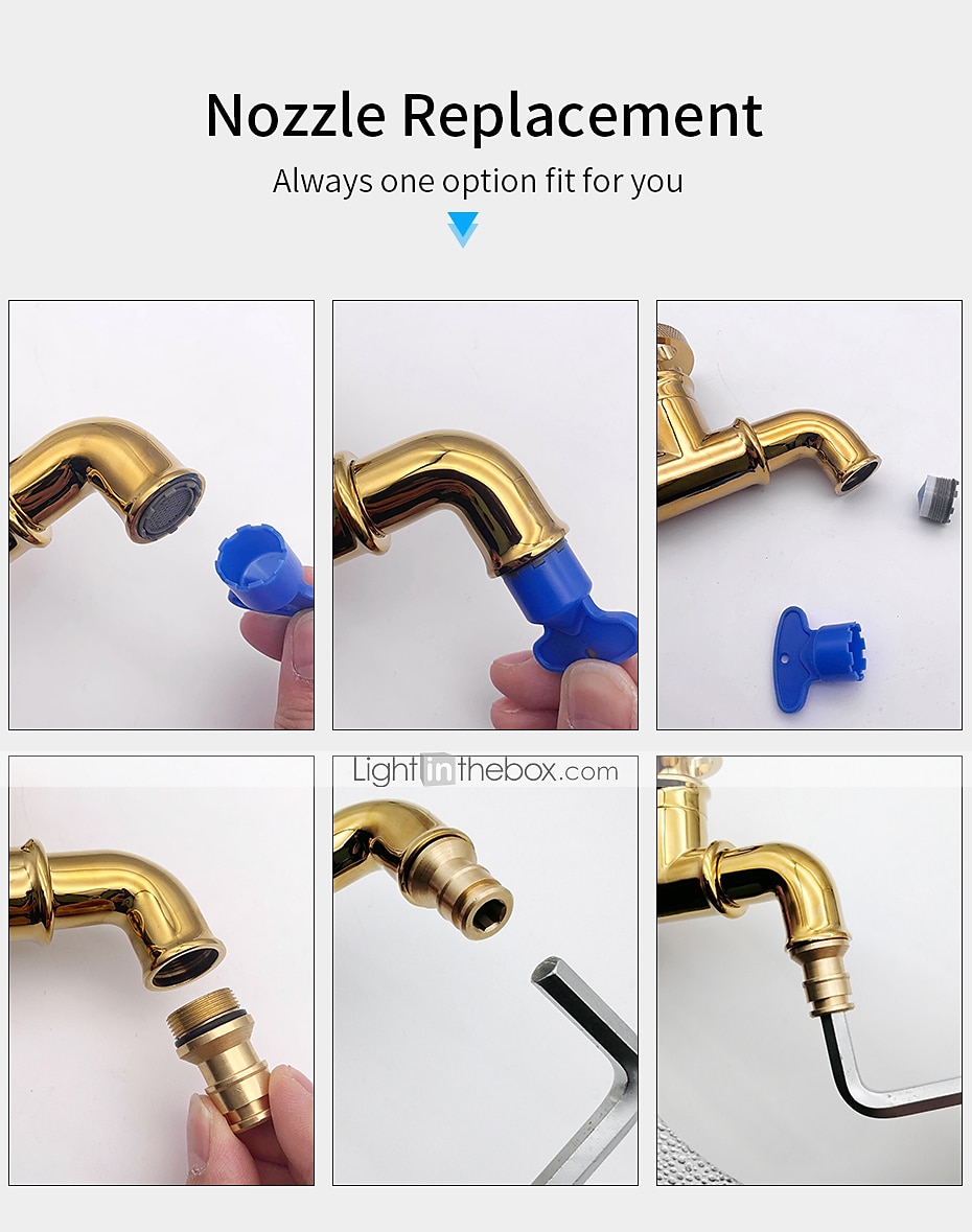 Outdoor Faucet,Industrial Style Wall Mounted Faucet,Black/Gold Wall Installed Classic Kitchen Faucet with Cold Water Only 2025 - $64.99 –P3