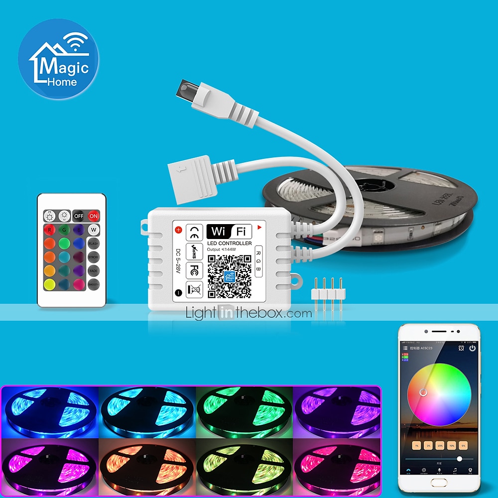 zdm wifi اللاسلكية led تحكم ذكي يعمل مع نظام الروبوت و ios الهاتف المحمول التطبيق مجانية ل rgb led ضوء 5 فولت إلى 28 فولت dc 4a يأتي مع واحد 24 مفاتيح التحكم عن بعد 2025 - $19.49 –P2