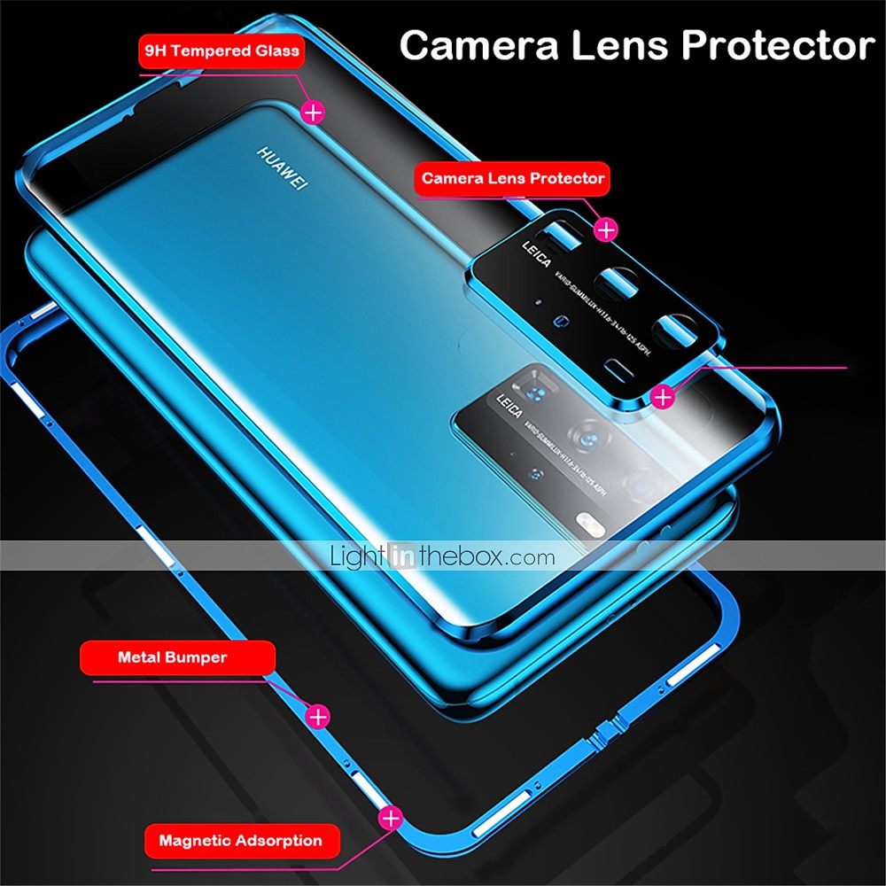 Magnetic Adsorption Tempered Glass Double Sided Case For Huawei P40 P30 Pro Lite Coque 360 Protective Cases with Carmera Lens Protector for Huawei Mate 30 20 Pro Nova 7i 6SE 2025 - $21.99 –P9