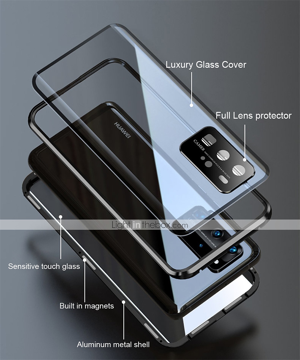 Magnetic Adsorption Tempered Glass Double Sided Case For Huawei P40 P30 Pro Lite Coque 360 Protective Cases with Carmera Lens Protector for Huawei Mate 30 20 Pro Nova 7i 6SE 2025 - $21.99 –P6