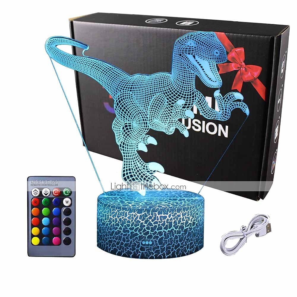 3d φωτιστικό νύχτας δεινοσαύρων για παιδικό υπνοδωμάτιο έξυπνος αισθητήρας αφής φωτιστικό νύχτας με τηλεχειριστήριο usb επαναφορτιζόμενη 7/16 χρώματα κομοδίνο φωτιστικό δεινόσαυρος παιχνίδια για 2025 - $18.99 –P4