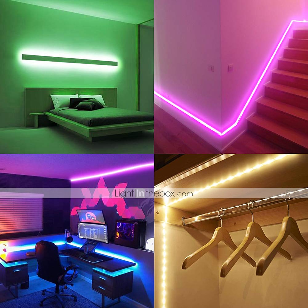 RGB LED Strip Lights Set Dimmable 20m 65.6ft Tiktok Lights 600 LEDs 5050 SMD 10mm Remote Control RC Cuttable Linkable Suitable for Vehicles Self-adhesive Color-Changing IP44 2025 - $48.99 –P9