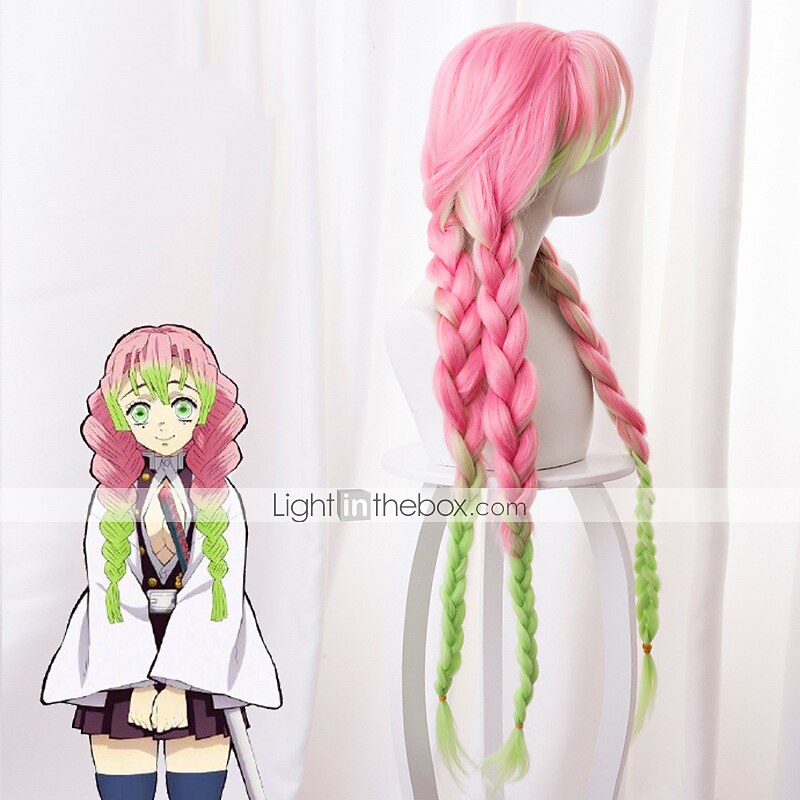 mitsuri kanroji cosplay Demon Slayer: Kimetsu no Yaiba Kanroji Mitsuri Cosplay Wigs Women's Braid 40 inch Heat Resistant Fiber Plaited Pink Adults' Anime Wig Halloween Wig 2025 - $25.99 –P4