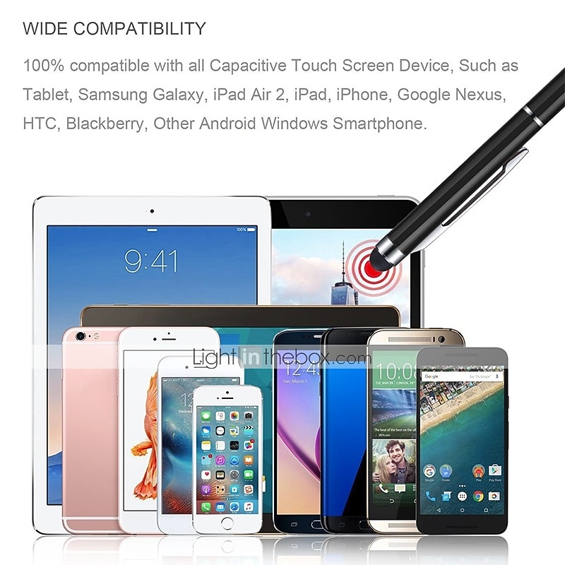 Ballpoint Pen For iPad iPhone Smartphone Tablet BB 2-in-1 Touch Screen Stylus 