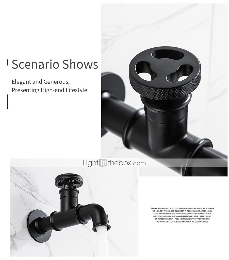 Outdoor Faucet,Industrial Style Wall Mounted Faucet,Black/Gold Wall Installed Classic Kitchen Faucet with Cold Water Only 2025 - $64.99 –P7