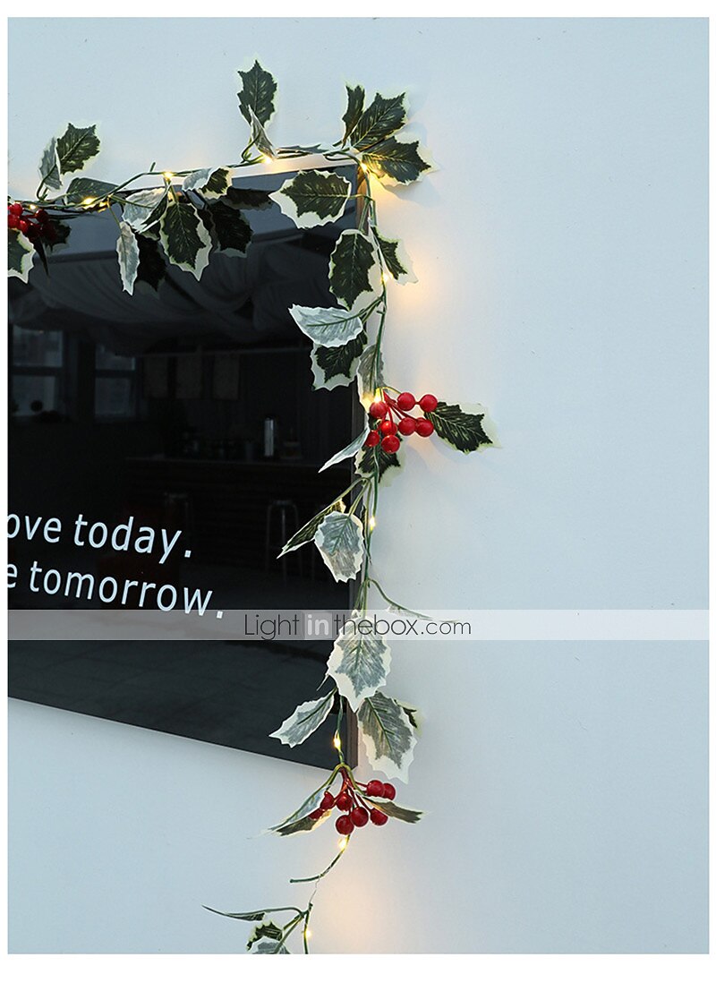 2025年 2m 20leds 赤いベリー ストリング ライト ガーランド 手作り LED アイビー リーフ 銅 ライト クリスマス ギフト ホリデー ツリー ホームデコレーション 照明 (バッテリーなし)  コレクション – $18.49 –P8