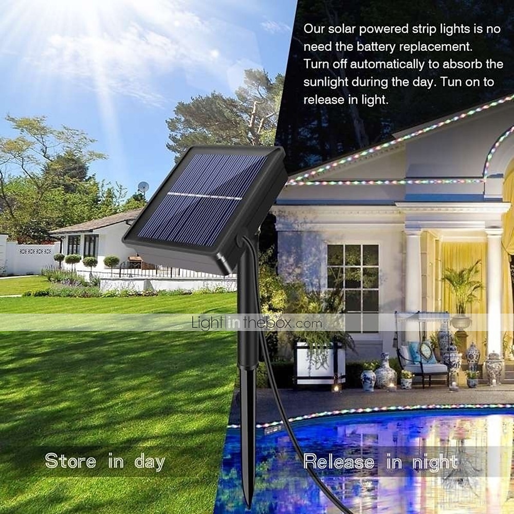 Outdoor Solar Led Strip Light Garden String Light 5M 16.4ft Waterproof Warm White RGB 2835SMD Christmas Terrace Balcony Stairs Pergola Decor 8mm 150 LEDs 2025 - $48.99 –P7