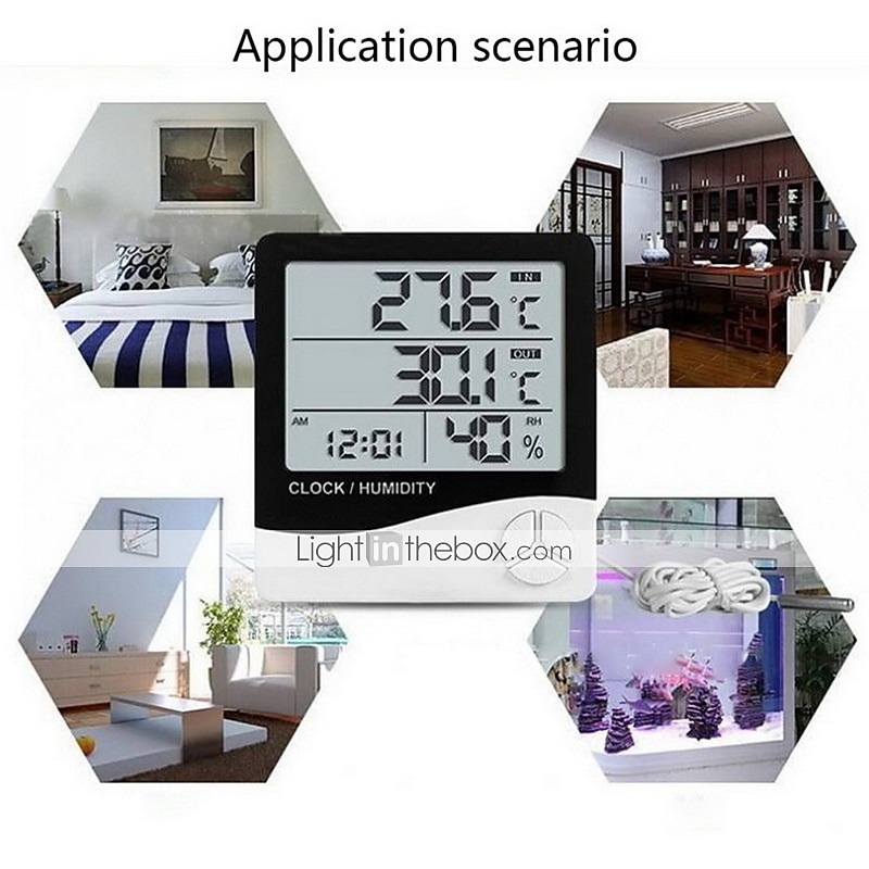 מד טמפרטורה דיגיטלי LCD מד לחות בית מקורה חיצוני מדחום מדחום מדחום מדחום תחנת מזג אוויר עם שעון 2025 - $18.49 –P1