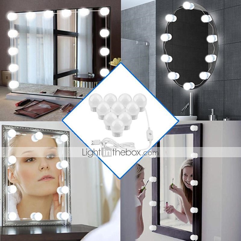 1set LED à économies d'énergie  Maquillage Miroir Lumière Vanité LED à économies d'énergie  Ampoules Cosmétiques Lumineux Maquillage Miroirs Ampoule Lumières Lumineuses Applique Pour Coiffeuse de 2025 ? $26.99 –P2