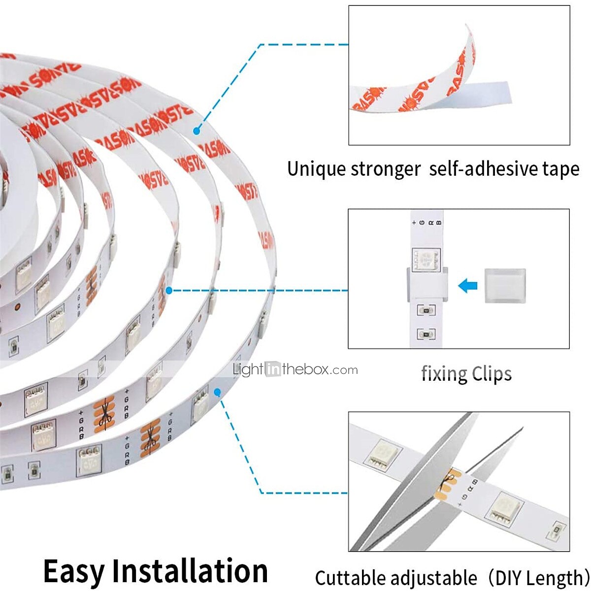 2025年 Ledストリップライト音楽同期300leds 10 m rgb ledライトストリップ用ルーム照明smd 5050色変更テープライトキットledコントローラーフレキシブルledストリップ用ホームキッチンdc12v コレクション – $38.99 –P4