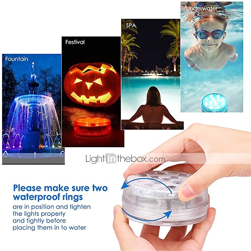 2025年 水中水中LEDプール池ライト1/2/4パック、リモートrf防水、磁石付き吸引カップ色変更噴水ライト電池式  コレクション – $21.99 -P2