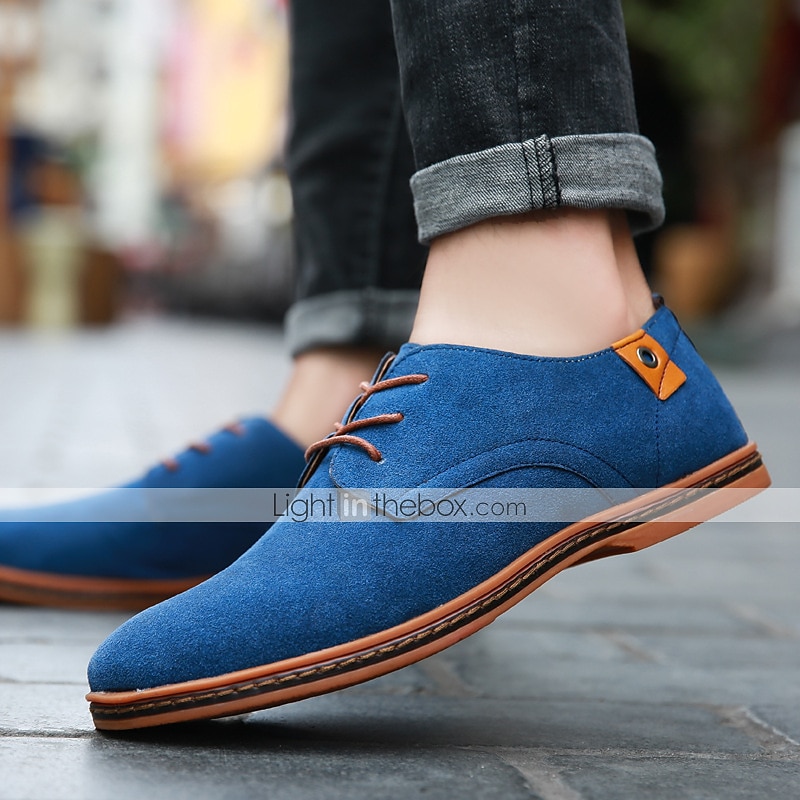 chaussures oxford en daim bleu marine pour hommes – chaussures habillées décontractées à lacets pour les mariages, les affaires et le quotidien de 2025 ? $34.99 –P4