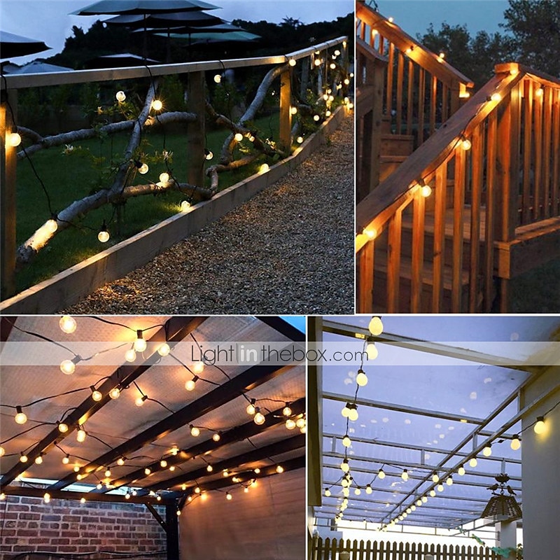 elegante festa di ricevimento di nozze luci a globo per esterni luci solari a led per matrimonio 6m-30 lampadine 5m-20 lampadine luci da giardino per matrimonio impermeabili per layout di festa di del 2025 a $43.99 –P9