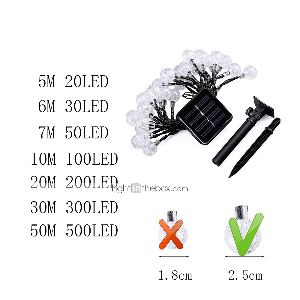 Elegant Wedding Party Reception Solar LED String Lights - 5-30M Crystal Globe, 8 Modes, Waterproof Solar Patio Lights for Garden, Yard, Porch Decor Warm White, Blue, White, RGB 2025 - $20.99 –P18