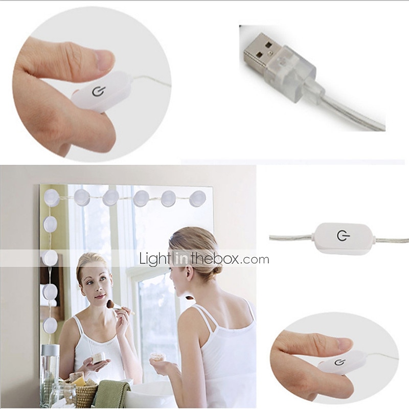 1set LED à économies d'énergie  Maquillage Miroir Lumière Vanité LED à économies d'énergie  Ampoules Cosmétiques Lumineux Maquillage Miroirs Ampoule Lumières Lumineuses Applique Pour Coiffeuse de 2025 ? $26.99 –P1