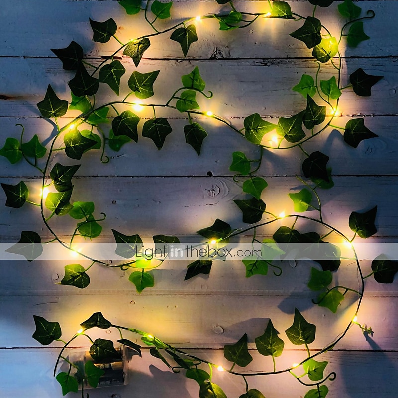 20 LED Green Leaves Ivy Leaf Fairy String Lights Garden Lamp Party Home Decor A+ 