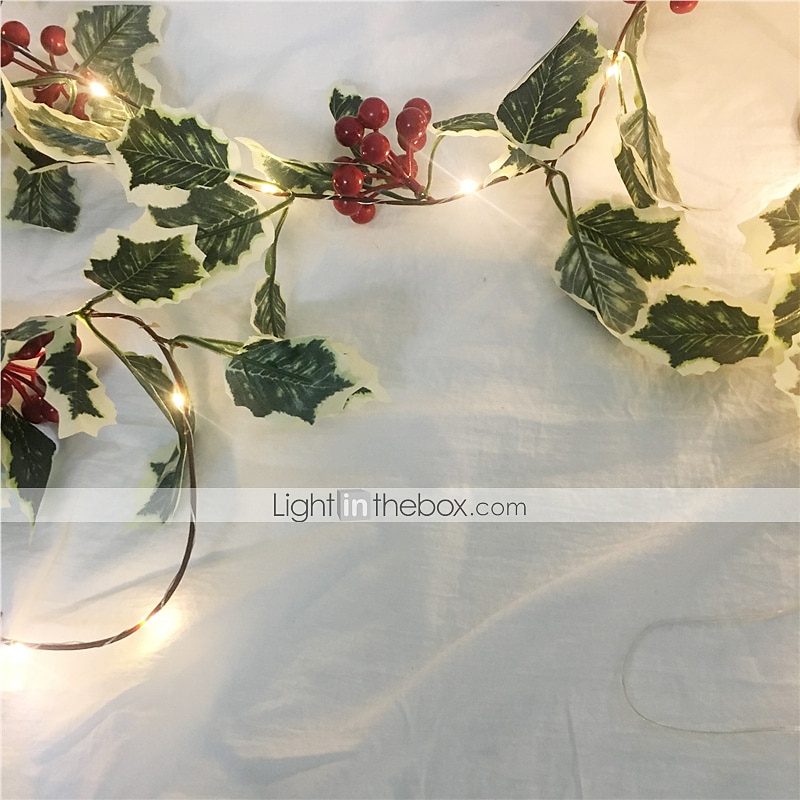 2025年 2m 20leds 赤いベリー ストリング ライト ガーランド 手作り LED アイビー リーフ 銅 ライト クリスマス ギフト ホリデー ツリー ホームデコレーション 照明 (バッテリーなし)  コレクション – $18.49 –P15