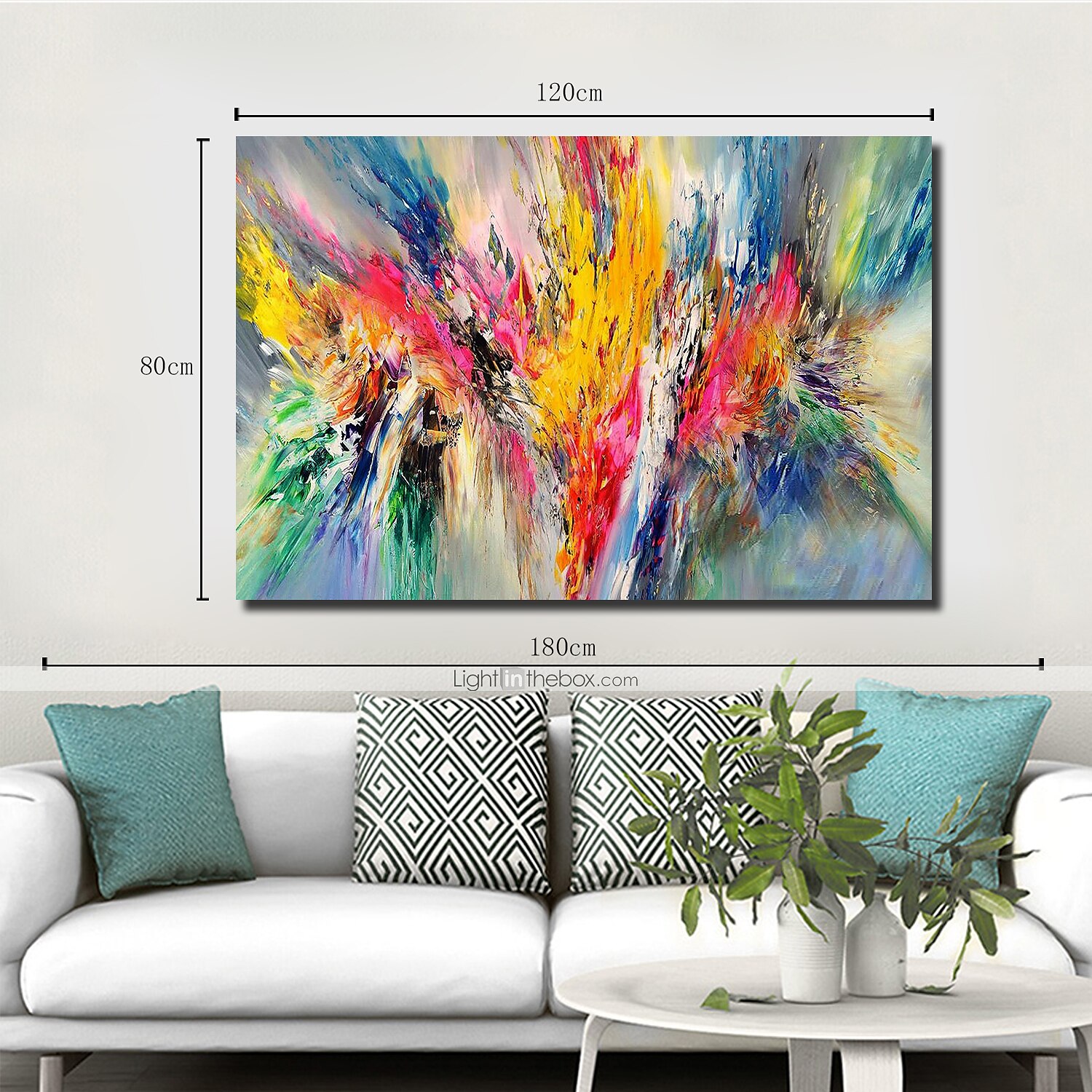 Oil Painting Hand Painted Horizontal Panoramic Abstract Floral / Botanical Comtemporary Modern Stretched Canvas 2025 - $175.99 –P1
