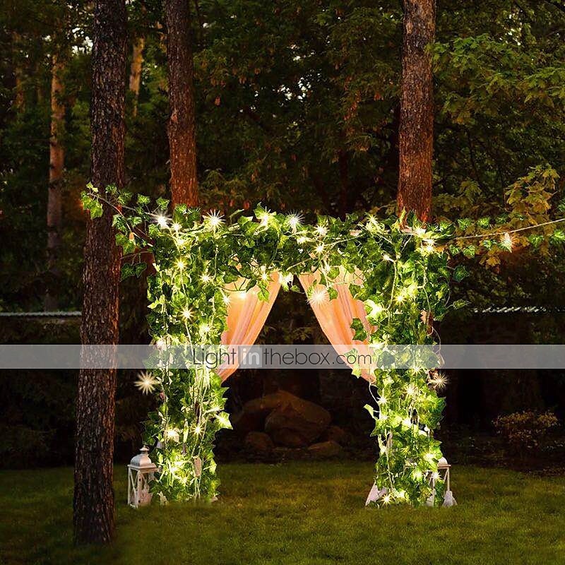 elegant bryllupsmottak fest 2 m led kunstig eføy vinrankelys, 20 grønne blader av lønnen fe-krans for gjør-det-selv-hjem &amp; bryllupsdekor (1/2/4 stk) 2025 - $11.49 –P4