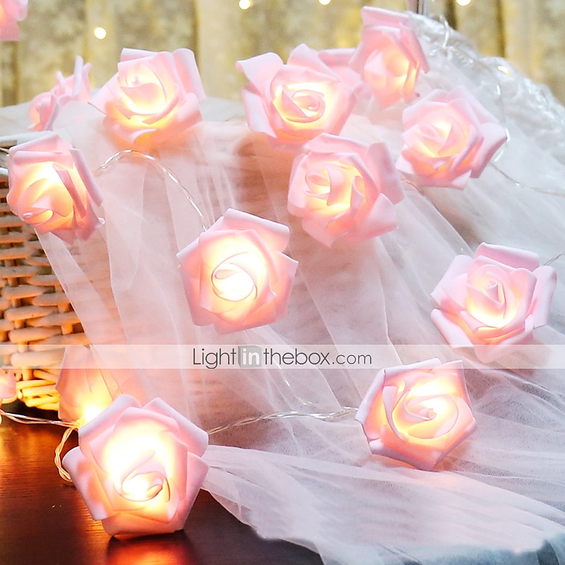 элегантный свадебный прием вечеринка 6м 40 светодиодов розовая роза цветок светодиодные гирлянды праздничные гирлянды свадебная вечеринка украшение лампа на батарейках без батареек 2025 - $19.49 –P1