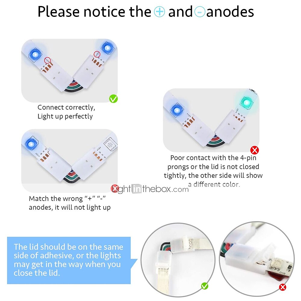 6 Sets 4-Pin RGB LED Light Strip Connector LED PBC 10mm Gapless Strip to Strip Solderless Adapter for SMD 5050 Multicolor LED Strip DC5-36V 2025 - $11.49 –P5