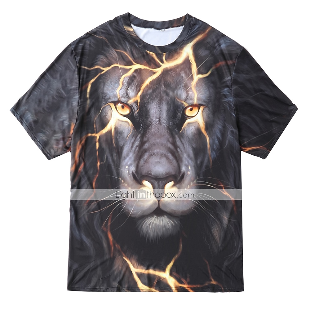 Herren Grafik Tiermotiv Löwe T Shirt T-Shirt Lustige T-Shirts Kurzarm T-Shirt 3D-Druck Rundhalsausschnitt Hemd Streetwear Übertrieben Täglich Lässig Ferien Schwarz Rote Purpur Sommer Bekleidung 2026 - $19.49 –P2
