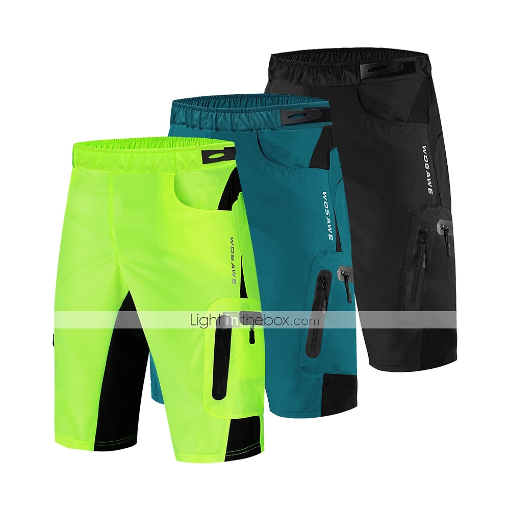 WOSAWE Voor heren MTB shorts Wielrenshorts Fietsen Gewatteerde shorts MTB shorts Ruim Passend Bergracen Wegwielrennen Sport 3D-pad Fietsen Ademend Anatomisch ontwerp Zwart Groen Siliconen Kleding 2025 - $37.99 –P12