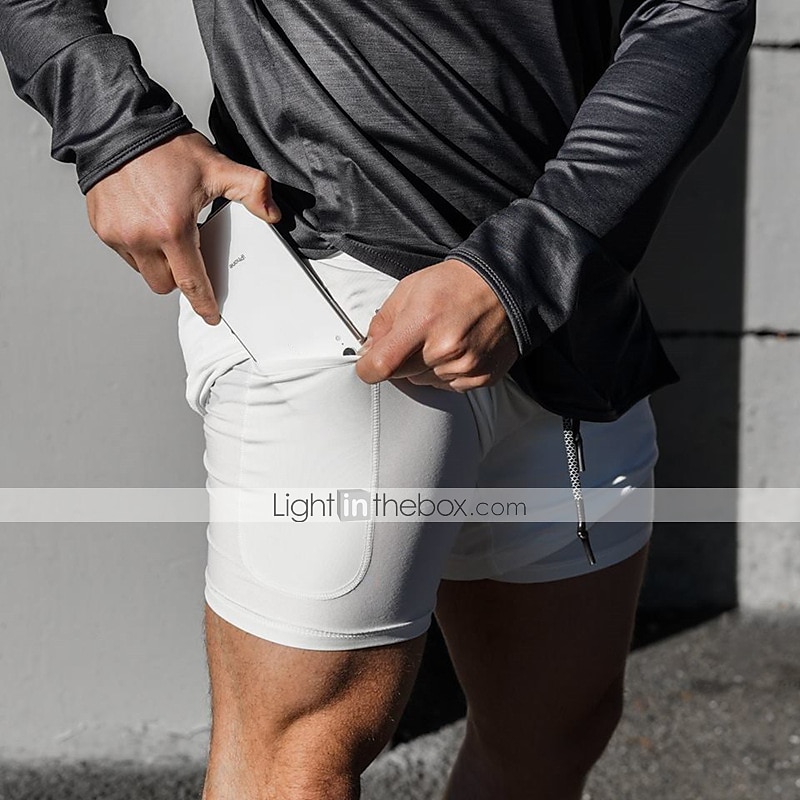 Men's Sports Outdoor Athletic Breathable Quick Dry Moisture Wicking 2 in 1 with Phone Pocket Liner Solid Colored Activewear Dark Grey Black Stretchy 2025 - $12.99 –P7
