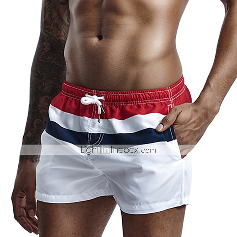 SEOBEAN® Men's Swim Trunks Swim Shorts Quick Dry Board Shorts Bathing Suit with Pockets Drawstring Swimming Surfing Beach Water Sports Stripes Spring Summer / Micro-elastic 2025 - $18.99 –P7