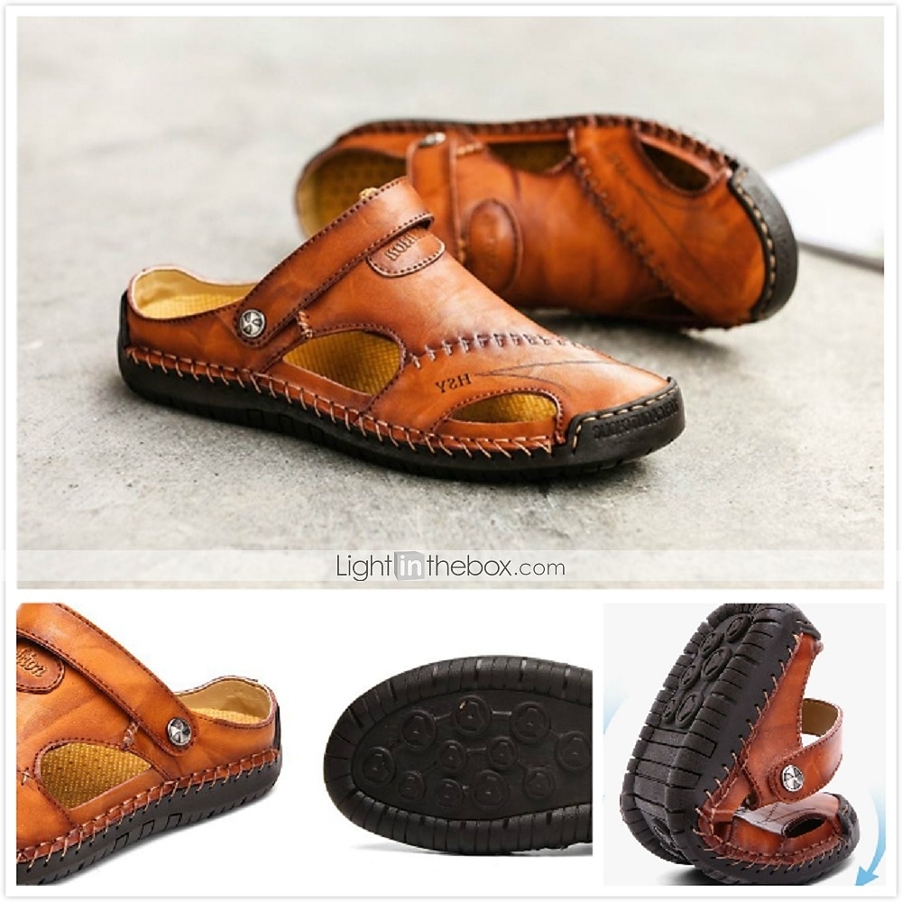 Men's Leather Gladiator Sandals - Comfortable Open-Toe Summer Shoes with Non-Slip Sole for Outdoor and Casual Wear 2026 - $46.99 –P1