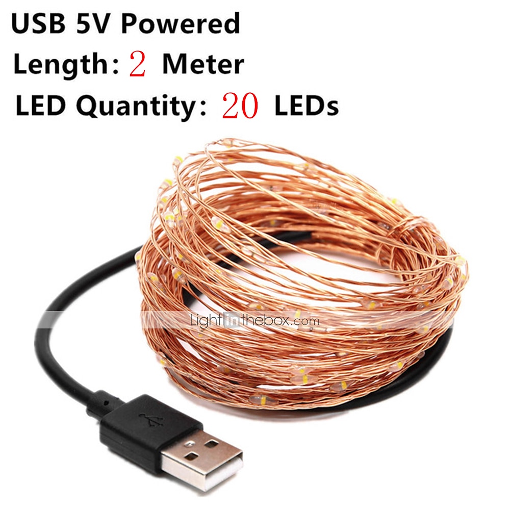 2025年 2m 20LED USB電源カスミソウストリングライト、温白色/赤色カット可能デザイン、屋外ガーデンストリングライトクリスマス中庭装飾 コレクション – $11.99 –P1