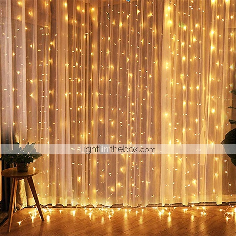 3x3m 10X10ft LED Window Curtain Twinkle String Lights Garland Light Gift Garden Home Party Wedding Valentine's Day Decoration with Plug 2025 - $36.99 –P1