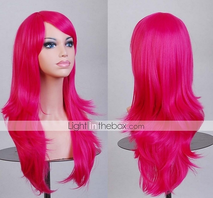 Parrucca sintetica riccia a onda naturale con frangia parrucca lunga in fibra sintetica bionda chiara grigia argento marrone rosa 28 pollici parrucche anime carine per feste di Halloween del 2026 a $16.99 –P3