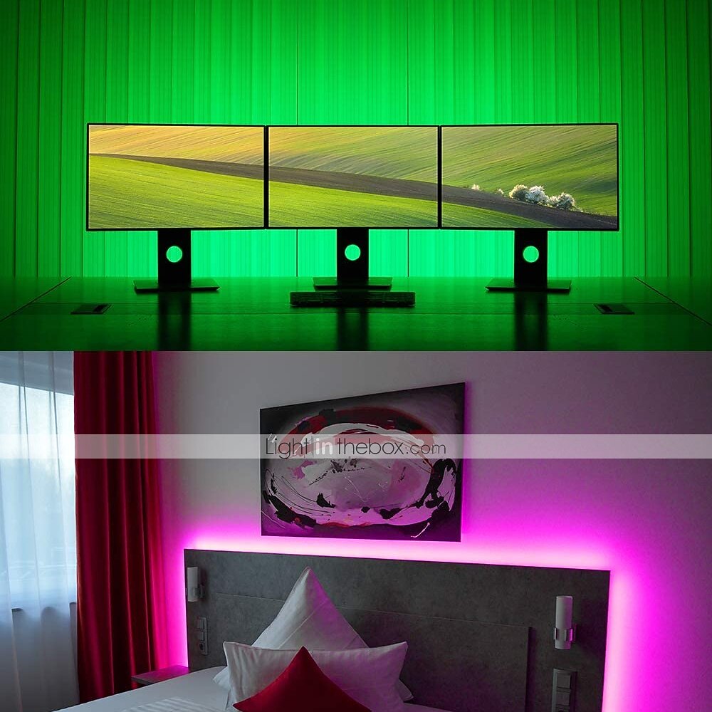 20 м 65 футов светодиодная лента rgb smd 5050 водонепроницаемая ip65 гибкая с контроллером ir 44 для телевизора, спальни, дома, украшения, 360 светодиодов, 10 мм, 2x32,8 фута 2025 - $45.99 –P5