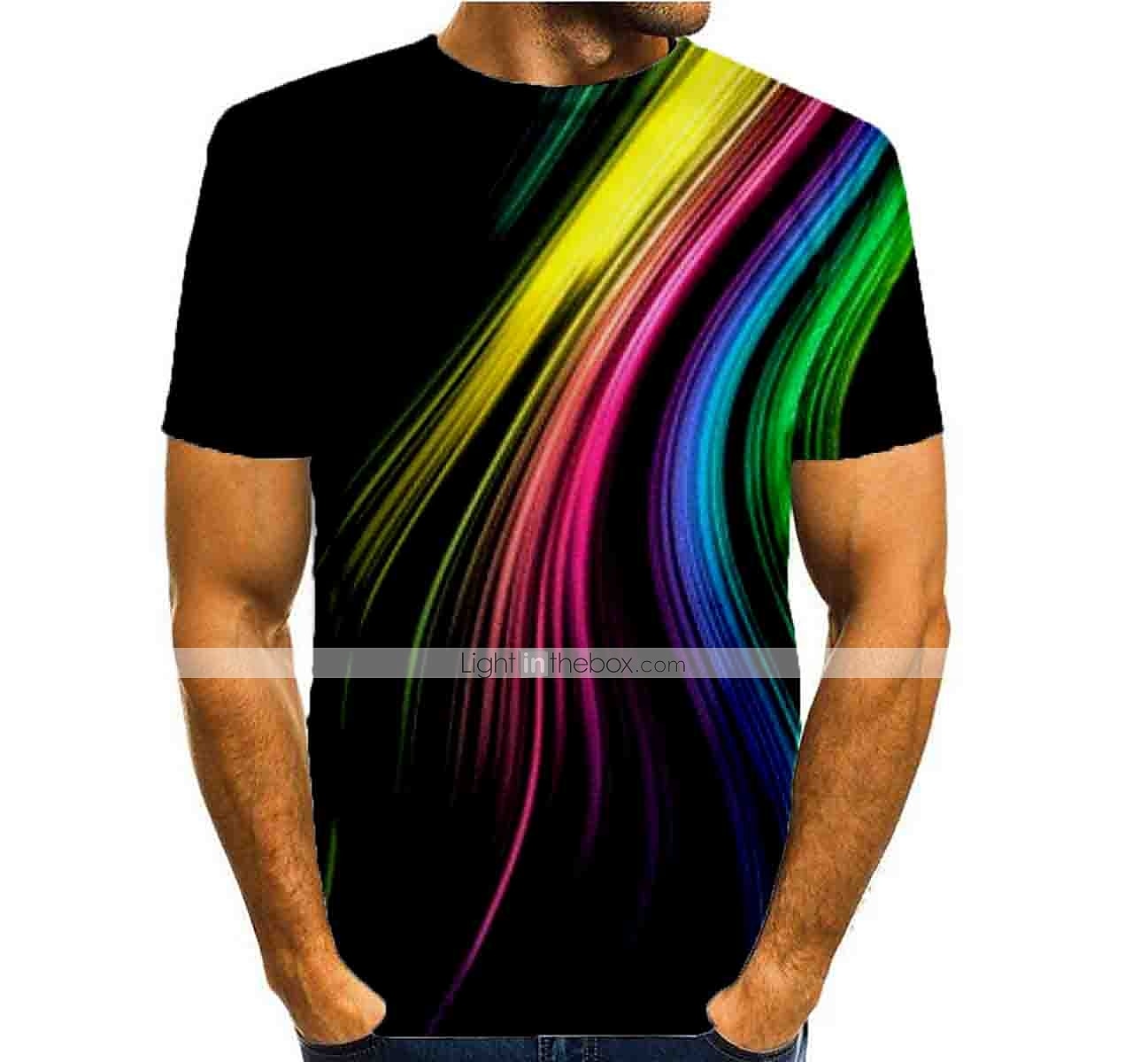Men's Graphic Shirt T shirt Short Sleeve T shirt Round Neck Shirt Basic Daily Rainbow Clothing Apparel Normal S M L XL 2XL 3XL 2025 - $17.99 –P2