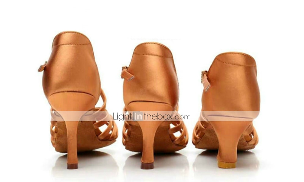 Women's Satin Latin Dance Shoes with Strappy Design and Kitten Heels - Ballroom Dance Sandals for Salsa, Tango, and Rumba 2025 - $24.99 –P1