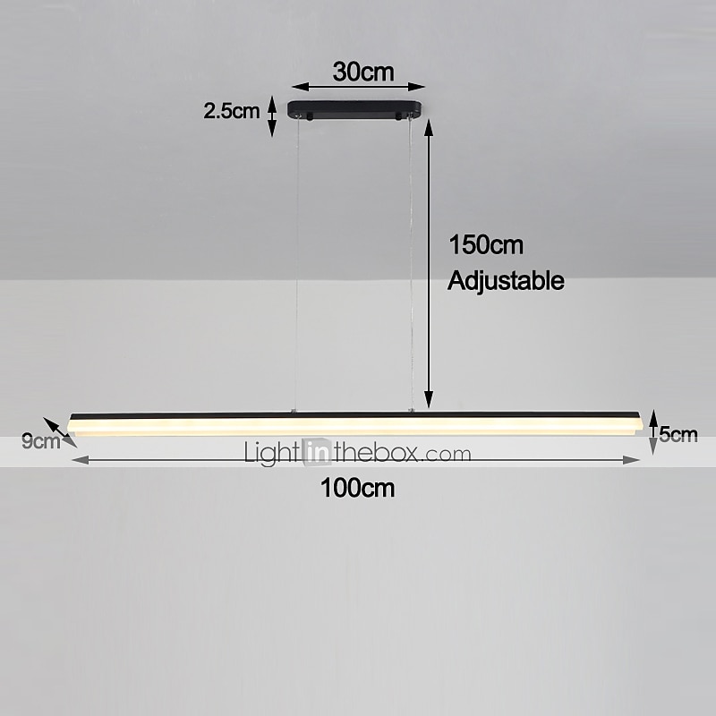 led lineaire hanglamp modern zwart goud 100cm kantoor eetkamer kroonluchter geschilderde afwerkingen aluminium verstelbare hanglamp 110-120v 220-240v warm wit koud wit 2025 - $229.99 –P1