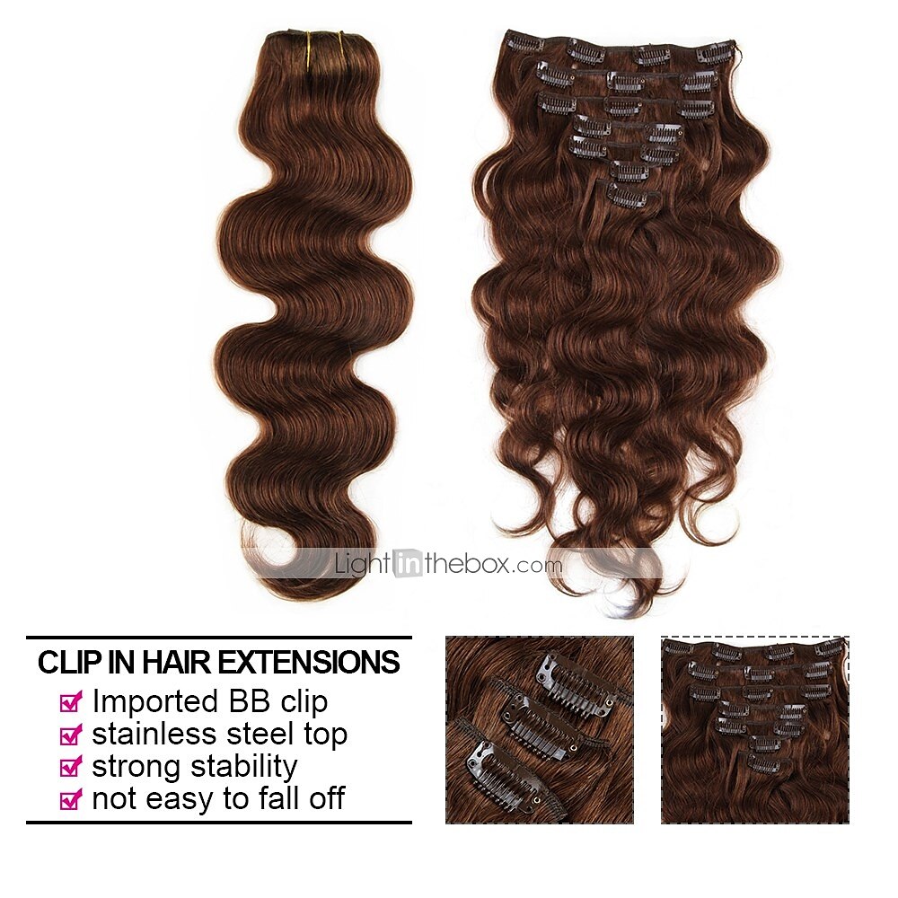 Clip-in Haarextensions Echt haar 7-delig pak Body Golf 14-22 inch(es) Haarextensions 2025 - $74.99 –P6